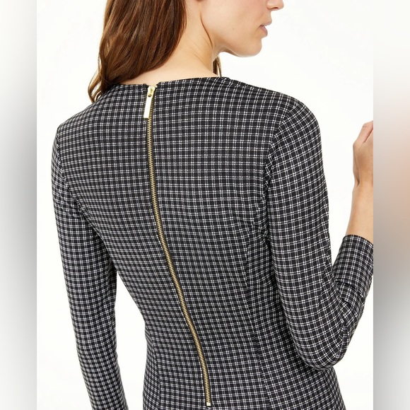 Michael Kors Black White Plaid L Faux Leather Trim Chic Career - Picture 4 of 12